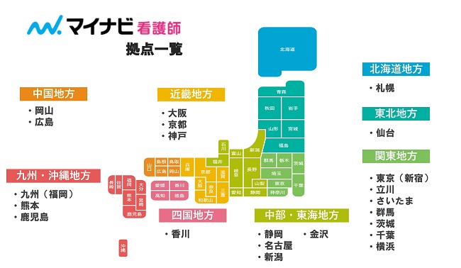 マイナビ看護時拠点一覧